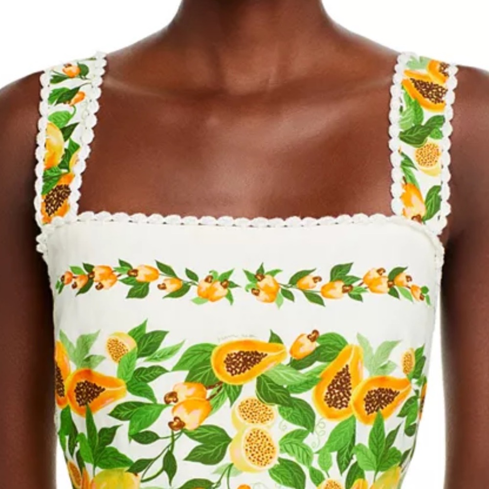 NWT FARM Rio Papaya Salad Scarf Off-White Knit Maxi Dress. Size XS - Picture 15 of 16